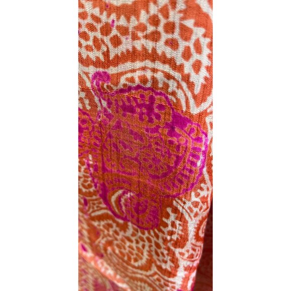 Vintage Scarf Orange And Pink Handwoven 100% Pure Silk Scarf Made in India - Picture 6 of 10